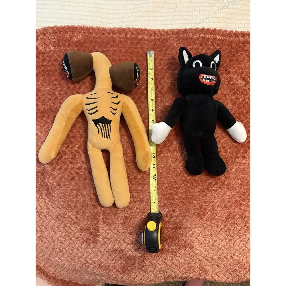 Brown Siren Head Collectible 14inch + Black Horror Cat 11 inch Plush Stuffed Toy